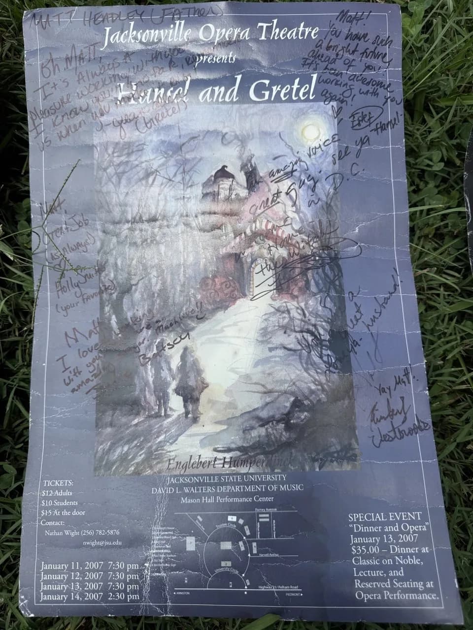 Jacksonville Opera Theatre — Hansel and Gretel, JSU Dept. of Music 2007, cast-signed poster