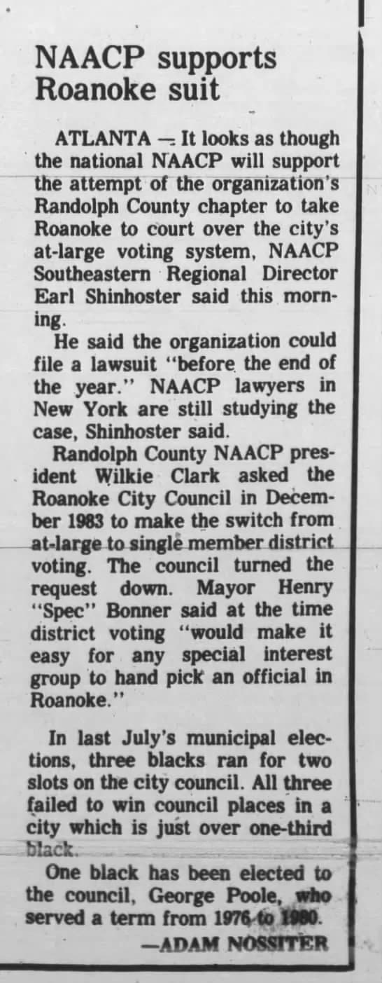 The Anniston Star, November 15, 1984, coverage of an NAACP suit