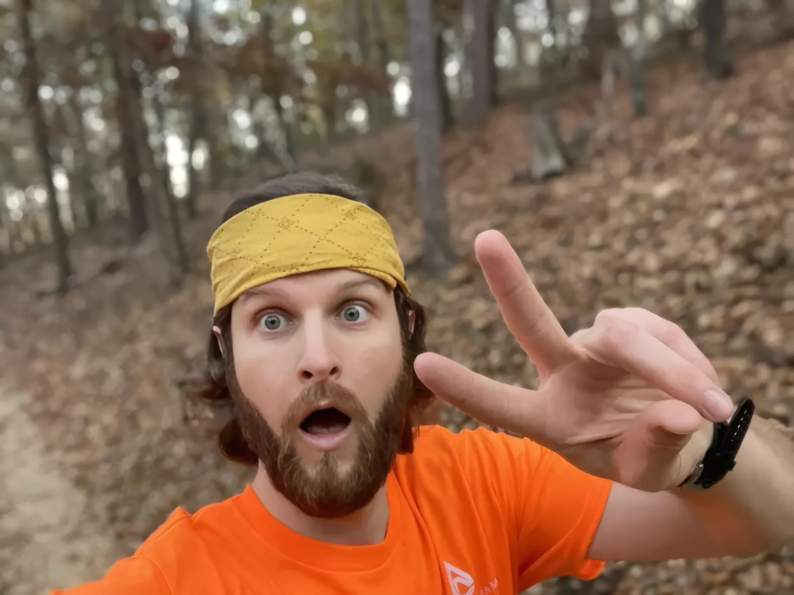 Samuel Sawyer on a trail run in Calhoun County