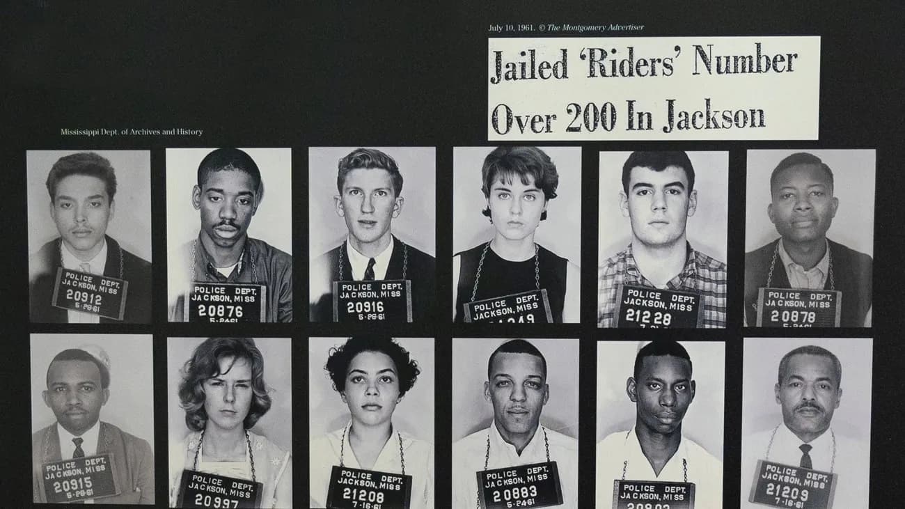 Booking photos of Freedom Riders arrested in Mississippi in 1961