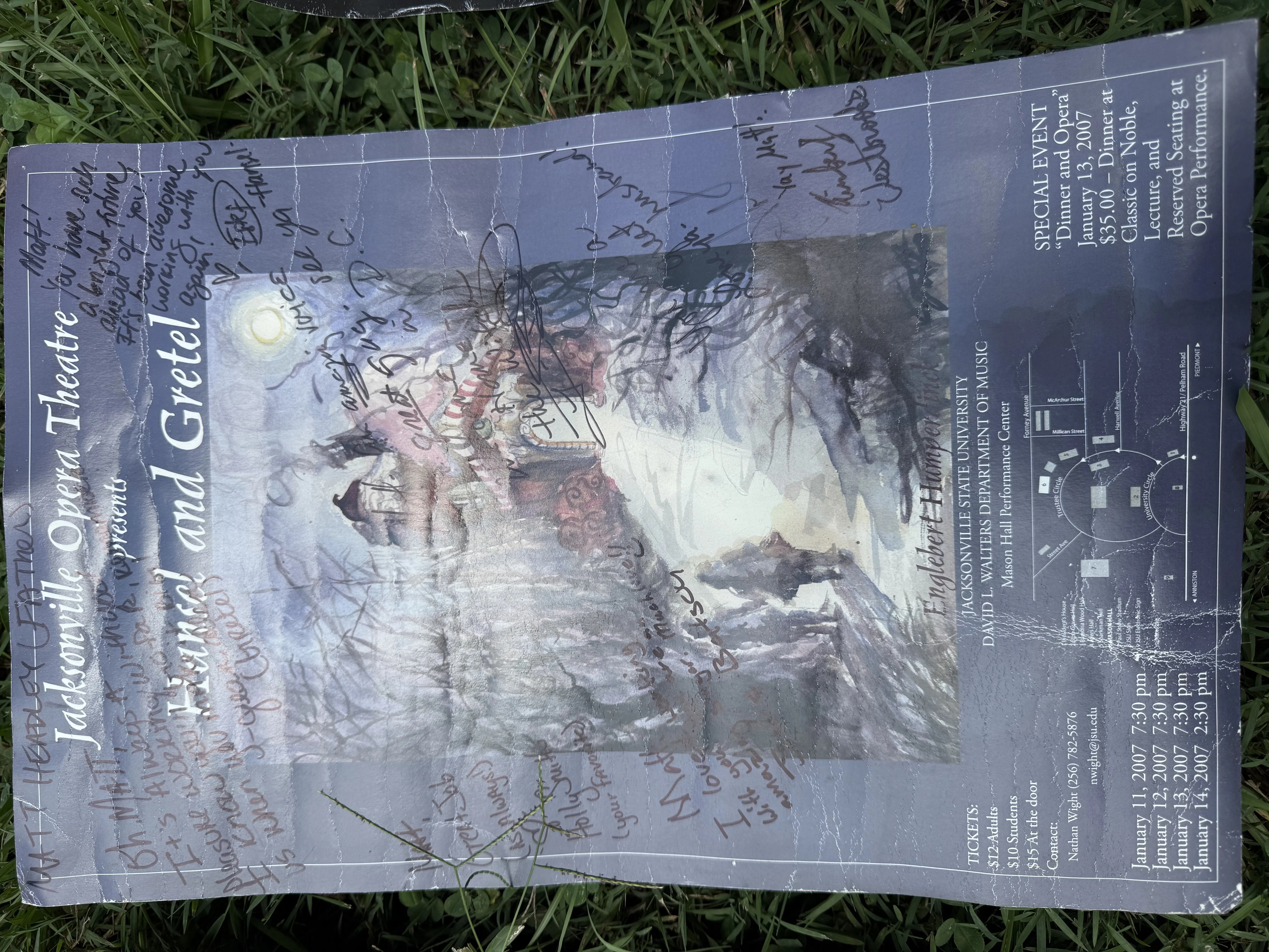 Hansel and Gretel — Jacksonville Opera Theatre, January 2007. Poster covered in cast signatures.